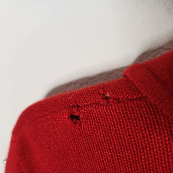 Jones NY XL Red Beaded Cardigan Lambswool Angora Blend Collared Embellished - Picture 6 of 9